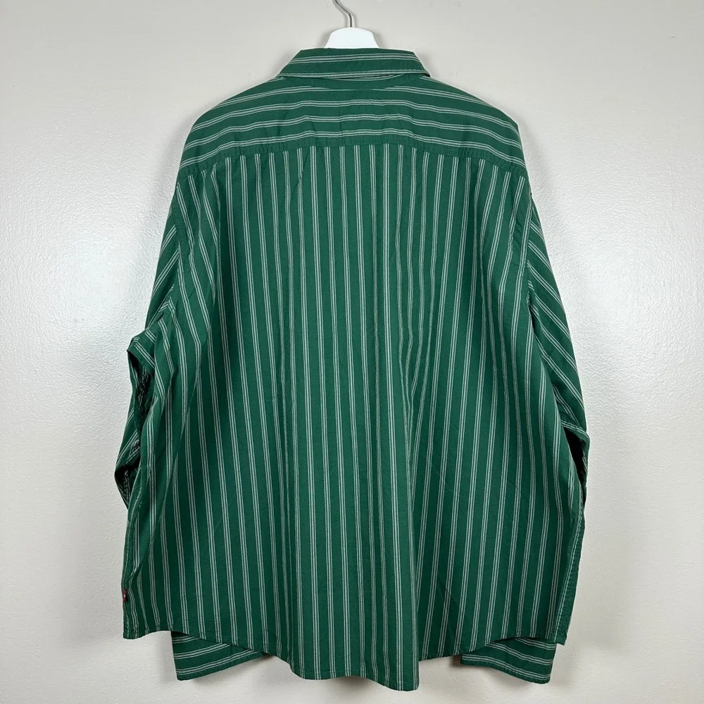 Levi's Men's XXL Button-Down Shirt Green Striped Relaxed Crop Casual Formal‎ NEW